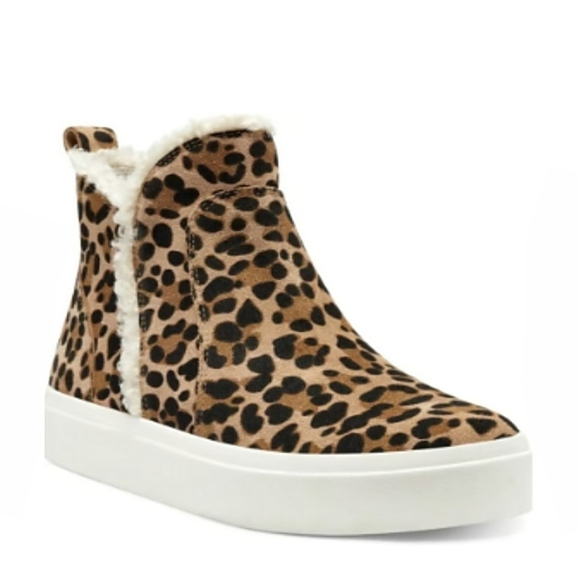 Sole Society Teagan Leopard Print Leather High Top Sneakers Womens Size 7.5 - Picture 1 of 4